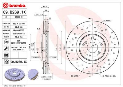 09B2691X BREMBO Тормозной диск