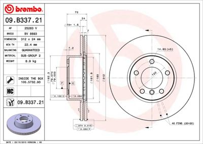 09B33721 BREMBO Тормозной диск