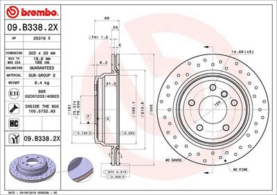 09B3382X BREMBO Тормозной диск