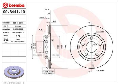 09B44110 BREMBO Тормозной диск