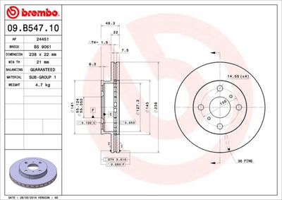 09B54710 BREMBO Тормозной диск