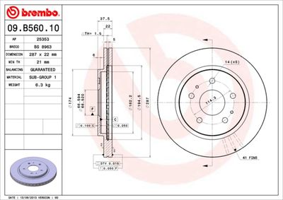 09B56010 BREMBO Тормозной диск