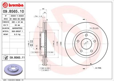 09B56510 BREMBO Тормозной диск