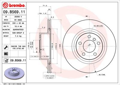 09B56911 BREMBO Тормозной диск