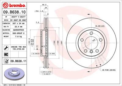 09B63811 BREMBO Тормозной диск