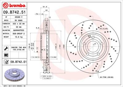 09B74251 BREMBO Тормозной диск