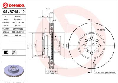 09B74940 BREMBO Тормозной диск