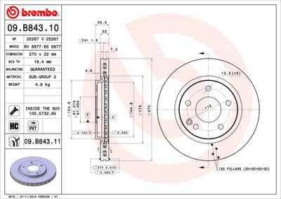 09B84310 BREMBO Тормозной диск