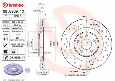 09B9691X BREMBO Тормозной диск