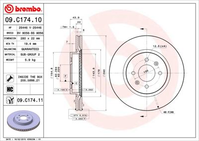 09C17410 BREMBO Тормозной диск