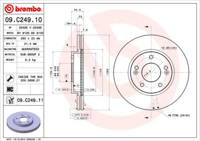 09C24911 BREMBO Тормозной диск