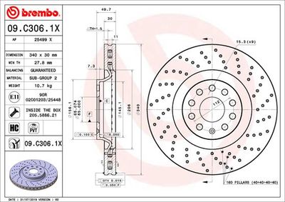 09C3061X BREMBO Тормозной диск