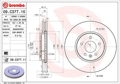 09C37711 BREMBO Тормозной диск