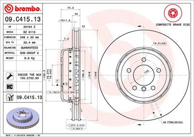 09C41513 BREMBO Тормозной диск