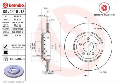 09C41813 BREMBO Тормозной диск