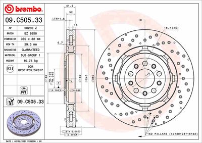 09C50533 BREMBO Тормозной диск