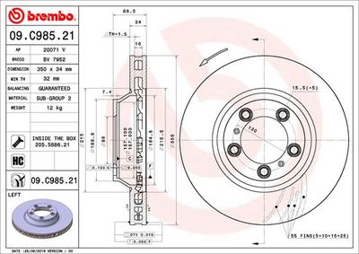 09C98521 BREMBO Тормозной диск