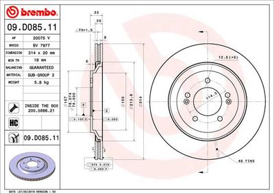 09D08511 BREMBO Тормозной диск