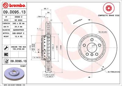 09D09513 BREMBO Тормозной диск