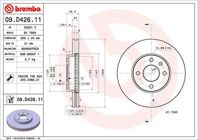 09D42611 BREMBO Тормозной диск