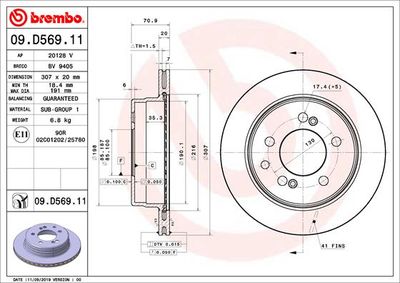 09D56911 BREMBO Тормозной диск