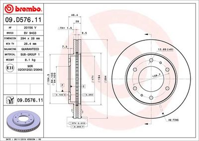 09D57611 BREMBO Тормозной диск