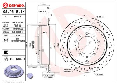 09D6181X BREMBO Тормозной диск