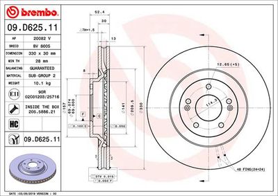 09D62511 BREMBO Тормозной диск