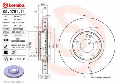 09D76111 BREMBO Тормозной диск