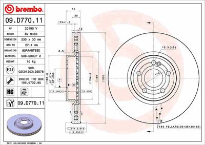 09D77011 BREMBO Тормозной диск