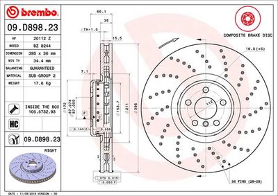 09D89823 BREMBO Тормозной диск