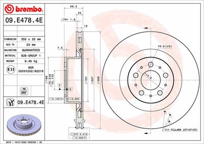 09E4784E BREMBO Тормозной диск