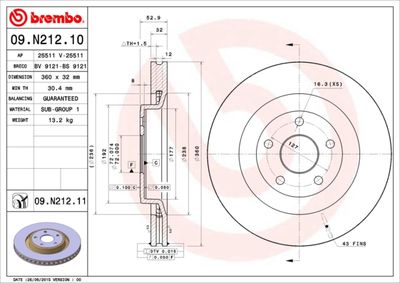 09N21210 BREMBO Тормозной диск