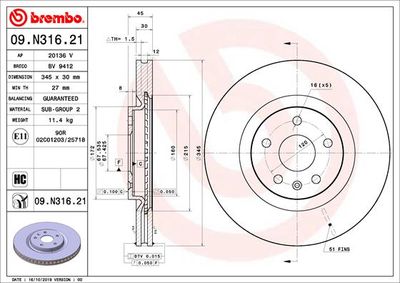 09N31621 BREMBO Тормозной диск