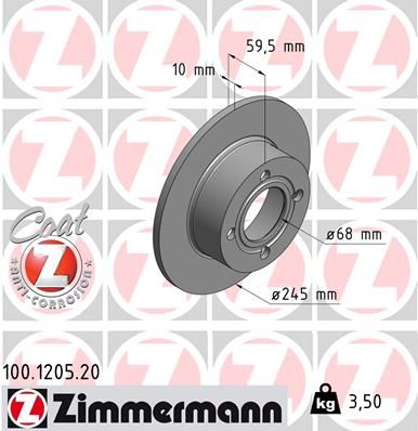 100120520 ZIMMERMANN Тормозной диск