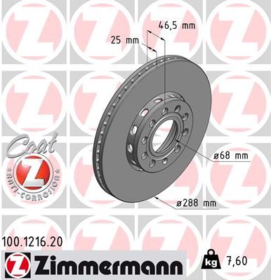 100121620 ZIMMERMANN Тормозной диск