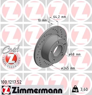 100121752 ZIMMERMANN Тормозной диск