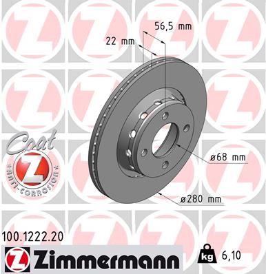 100122220 ZIMMERMANN Тормозной диск