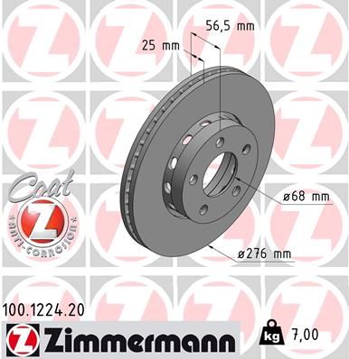 100122420 ZIMMERMANN Тормозной диск