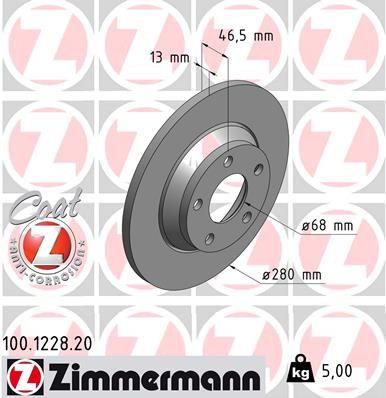 100122820 ZIMMERMANN Тормозной диск