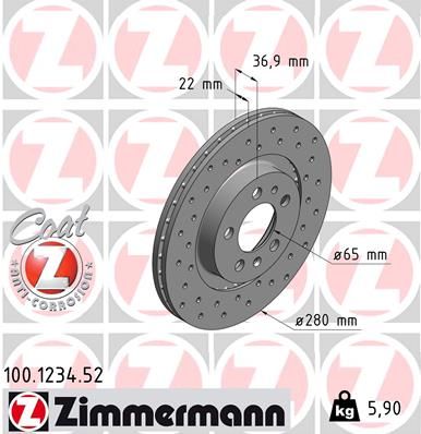 100123452 ZIMMERMANN Тормозной диск