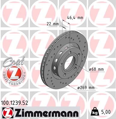 100123952 ZIMMERMANN Тормозной диск