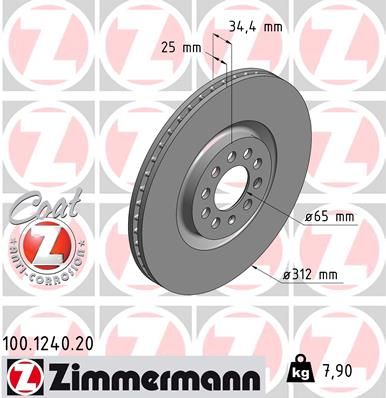 100124020 ZIMMERMANN Тормозной диск