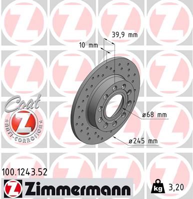 100124352 ZIMMERMANN Тормозной диск