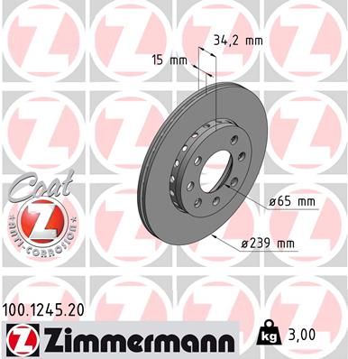 100124520 ZIMMERMANN Тормозной диск