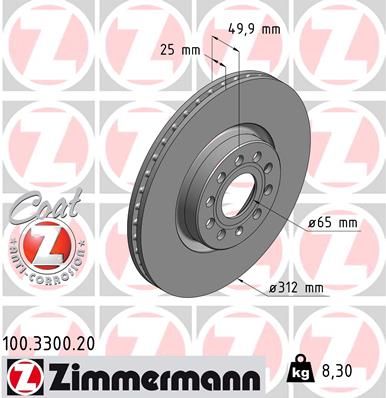 100330020 ZIMMERMANN Тормозной диск