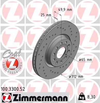 100330052 ZIMMERMANN Тормозной диск