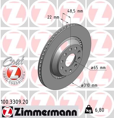 100330920 ZIMMERMANN Тормозной диск