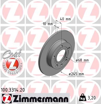 100331420 ZIMMERMANN Тормозной диск