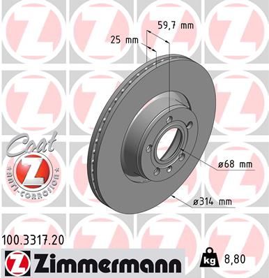 100331720 ZIMMERMANN Тормозной диск